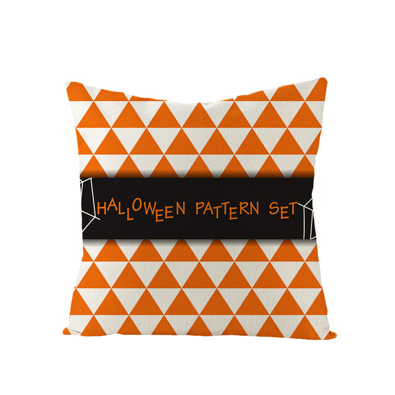 Home Halloween Pumpkin Linen Pillow Cover