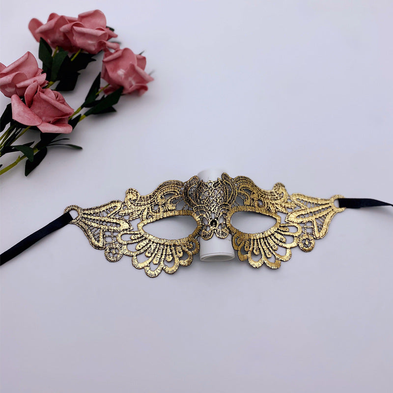 Halloween Adult Princess Masquerade Golden Lace Mask Bronzing Half Face Eye Mask For Women