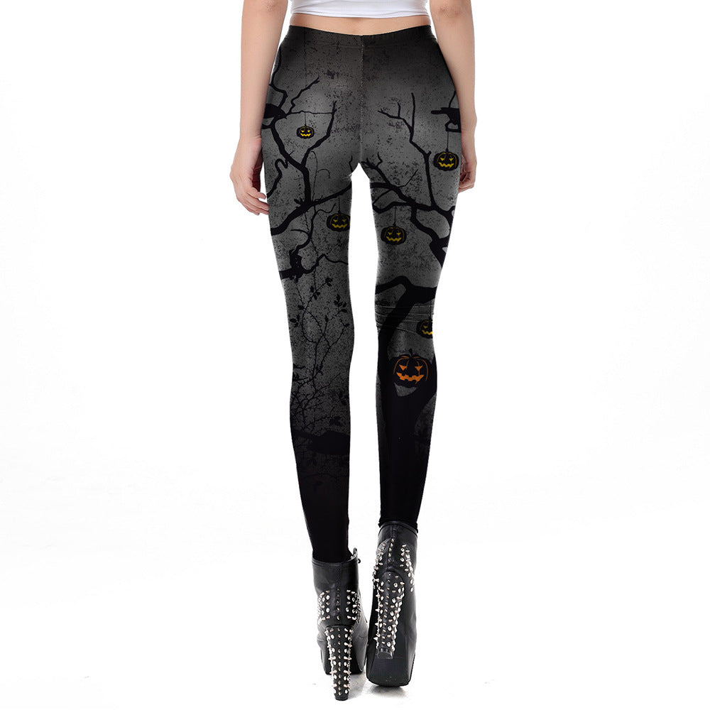 Women's Halloween Pumpkin Head Print Leggings