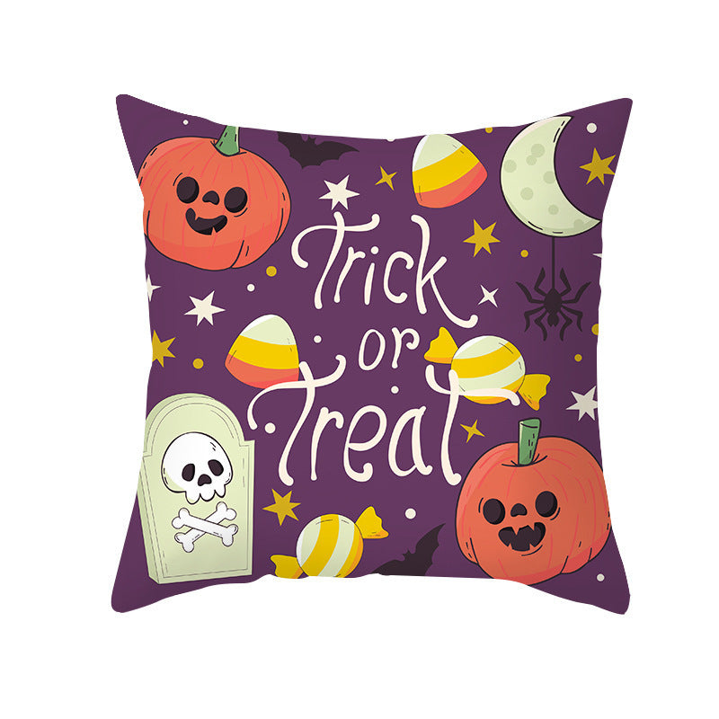 Home Cartoon Halloween Velvet Pumpkin Head Pillowcase