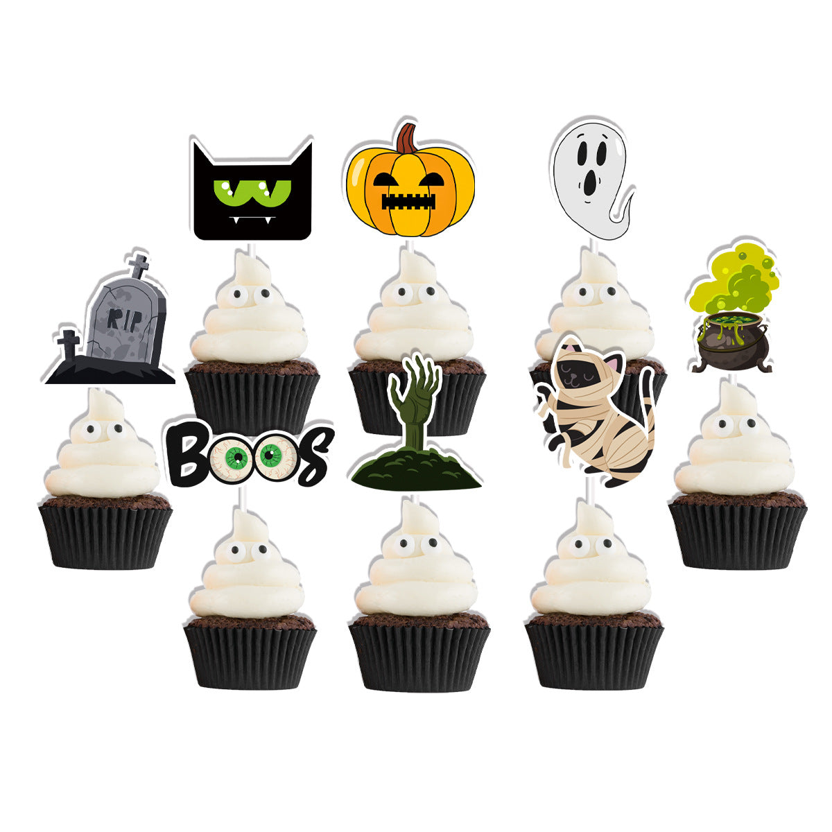 Fashion Simple Halloween Cake Decorative Planting Flags