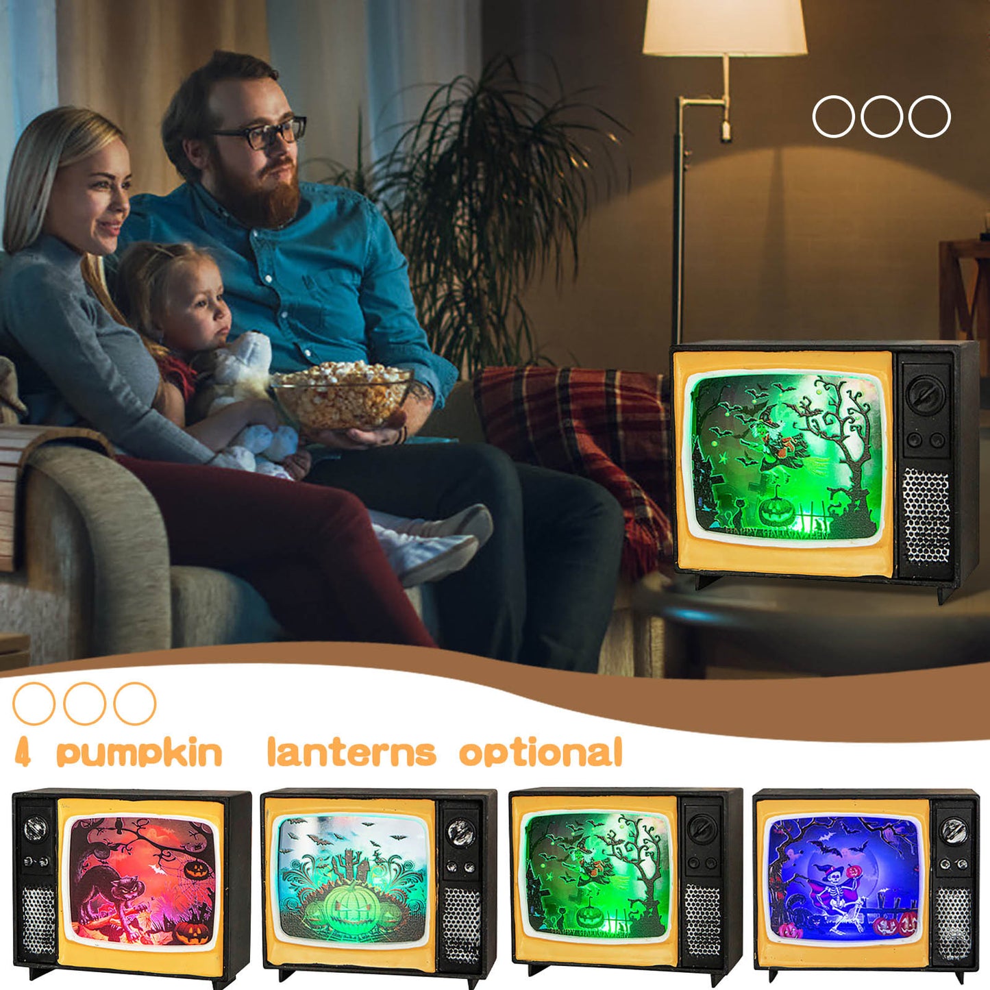 Horror House Led Lights Retro Tv Ornament Scary Haunted House Indoor Lantern Halloween Festival Bar Home Party Decoration