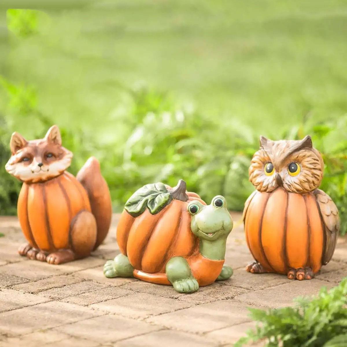 Halloween Animal Avatar Pumpkin Body Statue Resin Crafts Home Garden Study Decoration