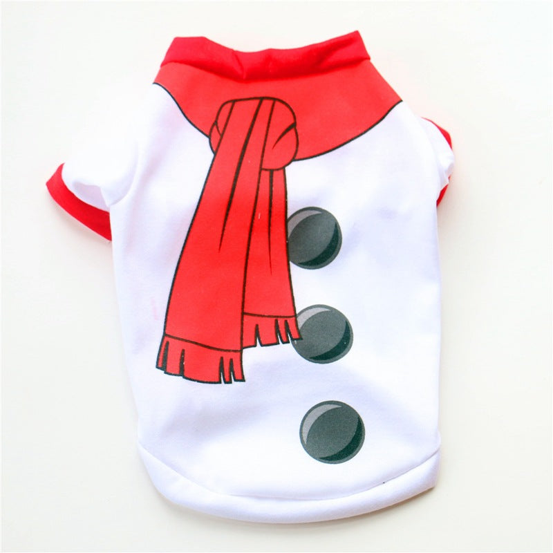 Red Christmas Style Christmas Snowman Pet Clothing Dog T-shirt