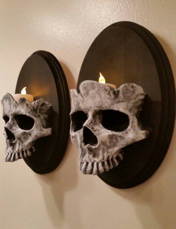 Halloween Decoration Ghost Skull Wall Pendant Candle Holder