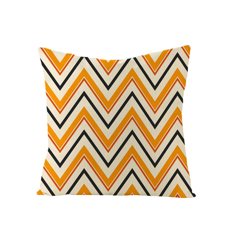 Home Halloween Pumpkin Linen Pillow Cover