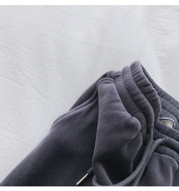 Sports Pants Female Fleece Lined Thick Loose Outerwear Casual Pants
