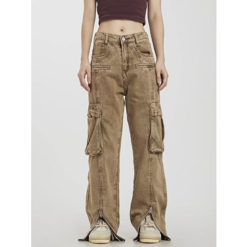 Overalls Men's And Women's Sports Loose Wide Leg Multi-pocket