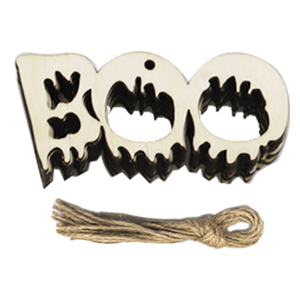 Large Halloween Decoration Graffiti Painted Wooden Pendant
