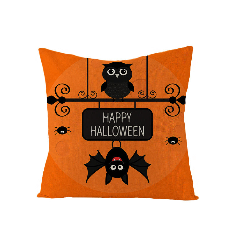 Home Halloween Pumpkin Linen Pillow Cover
