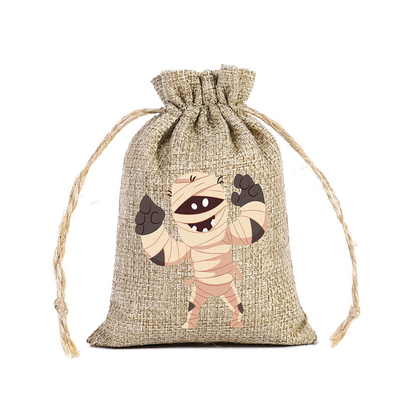 Halloween Linen Drawstring Bag Candy