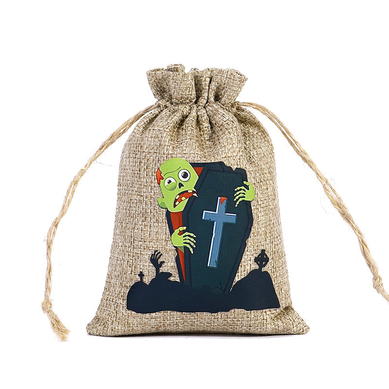 Halloween Linen Drawstring Bag Candy