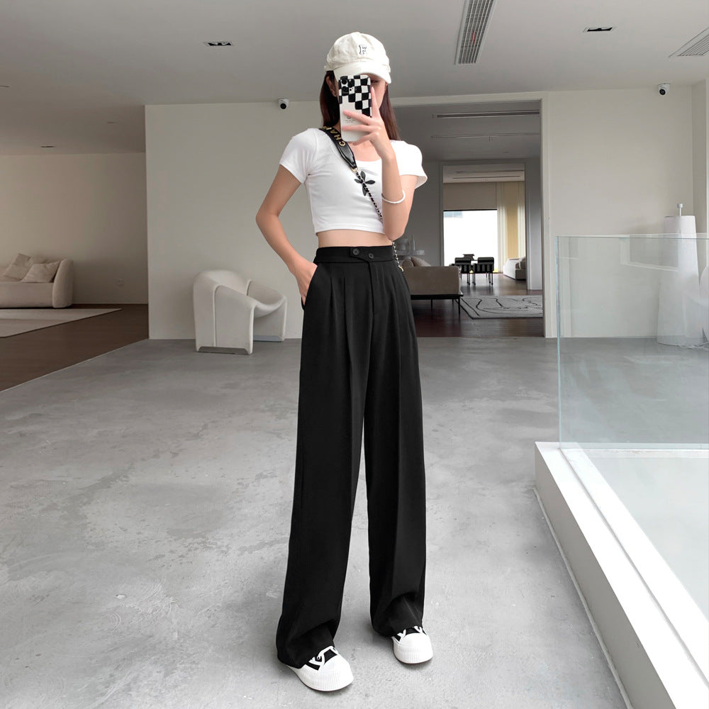 Women's Wide-leg Design Pants Spring And Autumn High Waist Draping