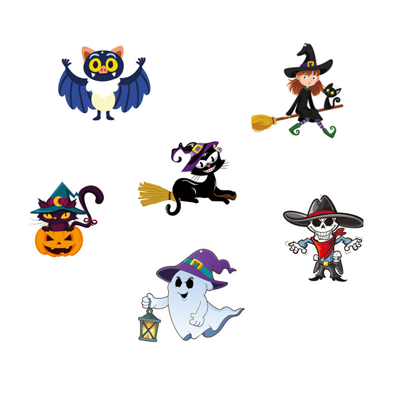 6 Piece Set Of Cartoon Ghost Bat Halloween PVC Spiral Pendant