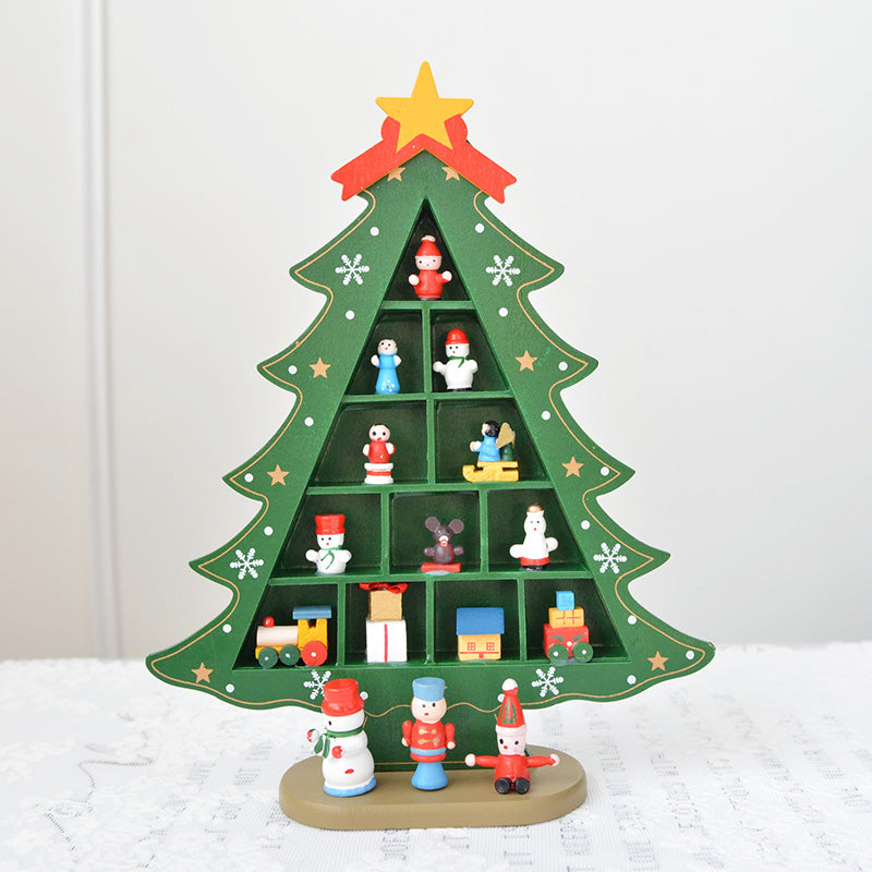 Combination Three-dimensional Pendant Villain Wooden Christmas Tree Ornament