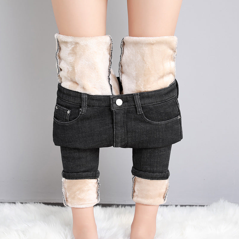 New Single-layer Fleece-lined Skinny Pants