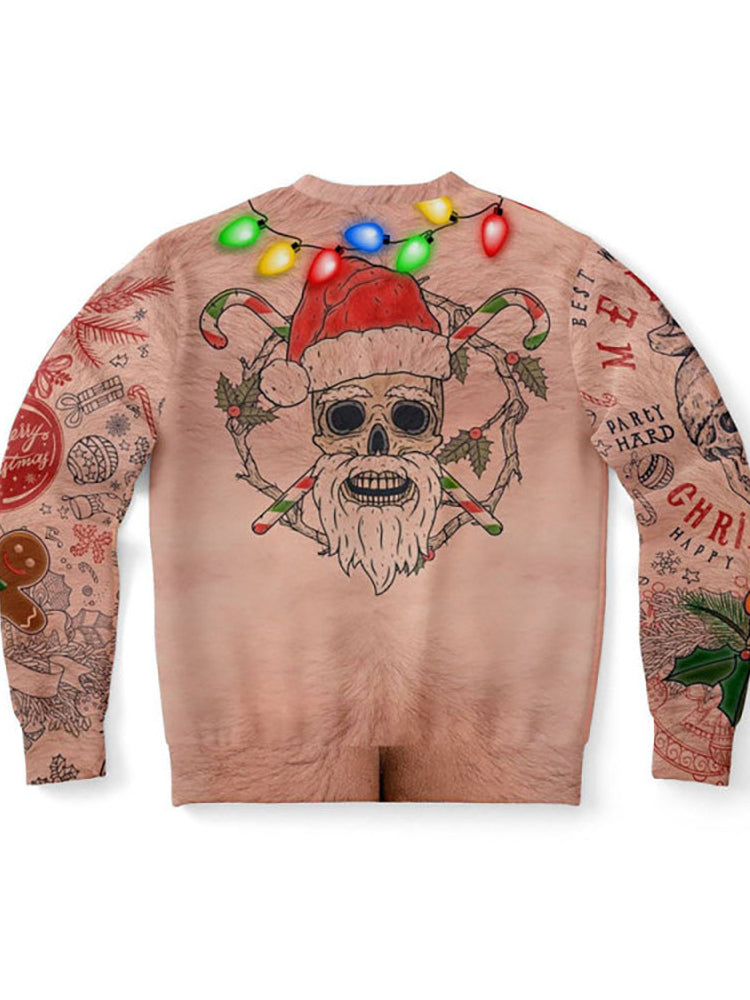 Skull Halloween Digital Print Crew Neck Sweatshirt