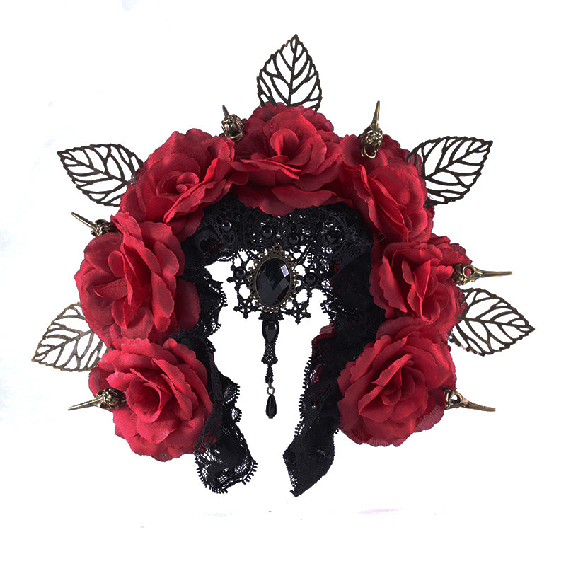 Dark Bird Bone Hair Hoop Halloween Rose