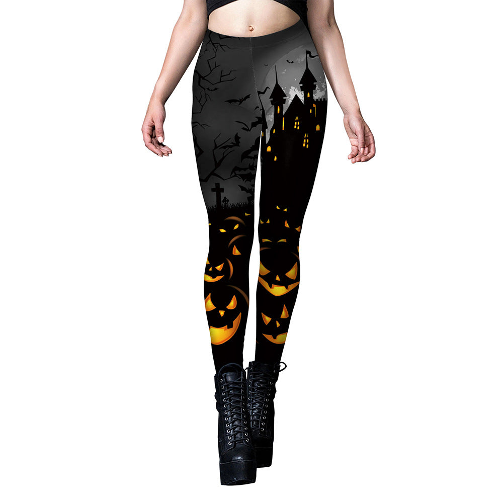 European And American Women's Halloween Dark Style Printed Leggings
