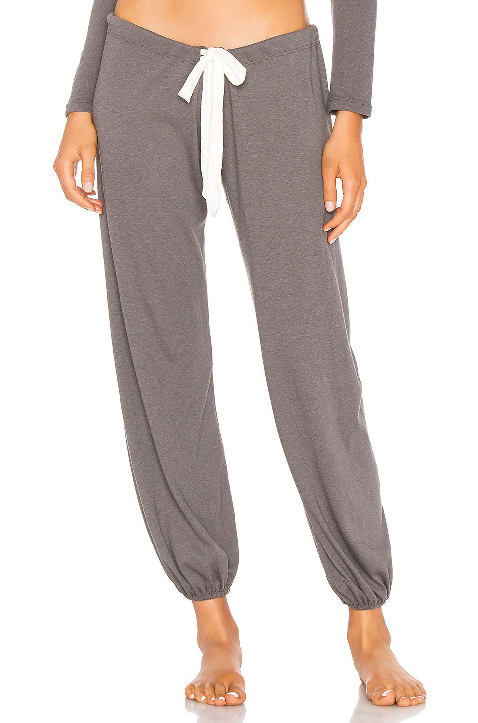 Women's Cotton Skin-friendly Lace-up Waist Ankle Banded Pants