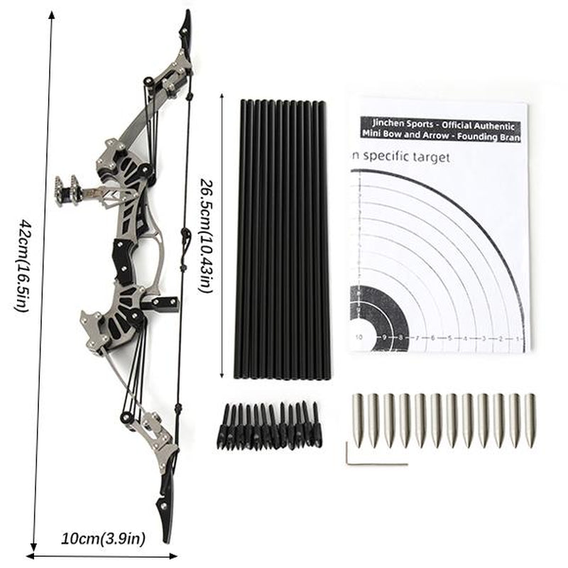 3-Size Mini Stainless Steel Compound Bow & Arrow Set with Pulley System for Beginners Indoor/Outdoor Fun LH/RH Use Ultimate Gift for Teens & Adults