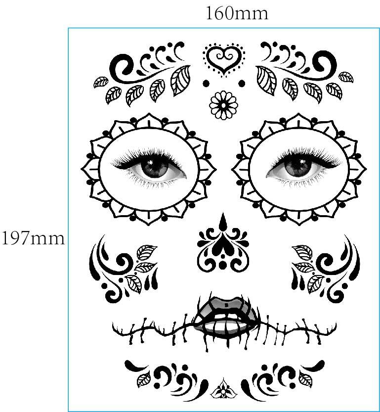 European And American Halloween Face Tattoo Stickers Day Of The Dead