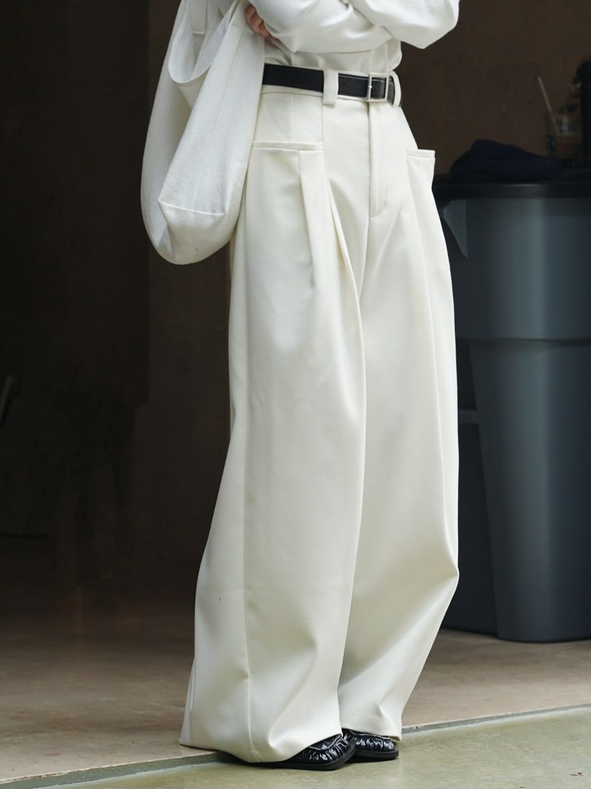 Korean Style Double Pleated Design Loose Casual Trousers Women
