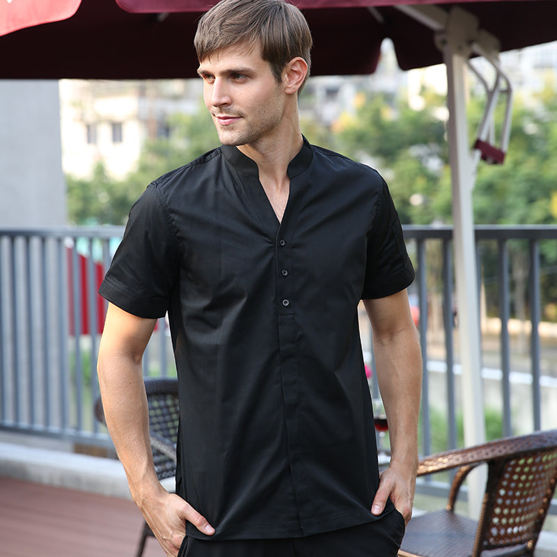 V-neck Short Sleeve Shirt Hotel Long Sleeve Shirt Workwear