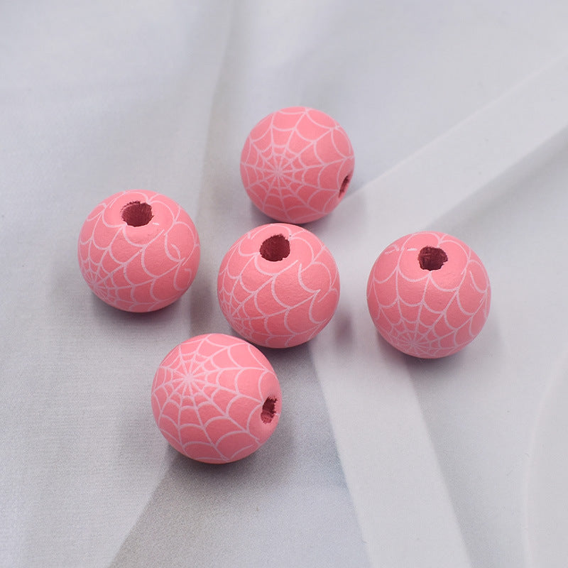 Halloween Spider Web Colored Wood Beads