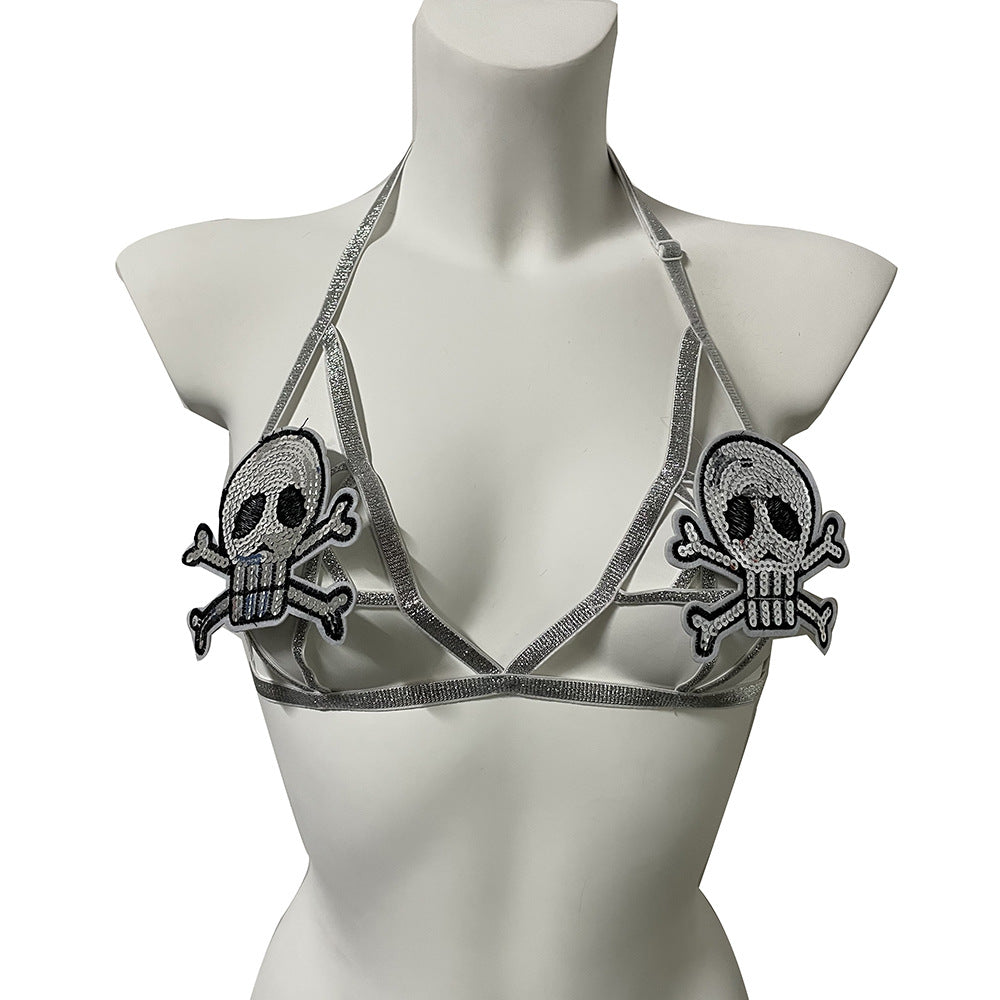 Club Halloween Skull Hooded Bra Underwear