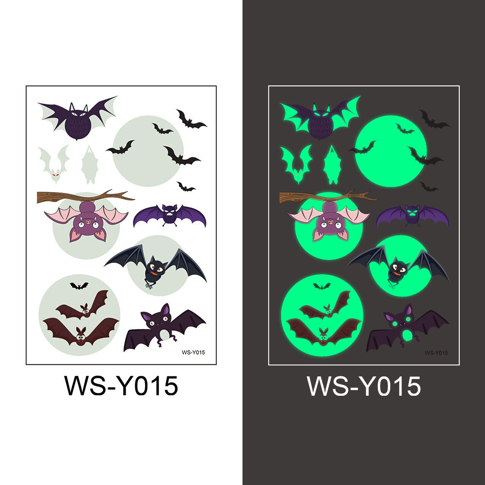 Halloween Glowing Bats Tattoo Stickers Fake Tattoos Paste on Face Arm Leg for Kids Body Art Sticker
