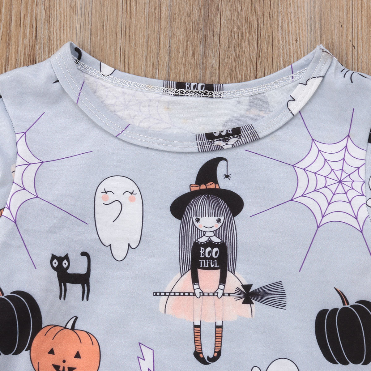 Halloween Girl's Dress Spider Pumpkin Cartoon Print Long Sleeve Children's Casual Skirt