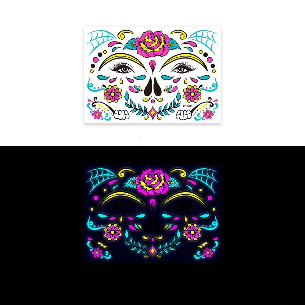 Halloween Fluorescent Funny Death Face Stickers