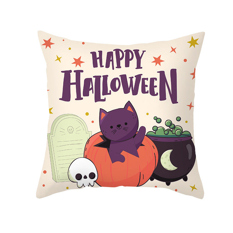 Home Cartoon Halloween Velvet Pumpkin Head Pillowcase