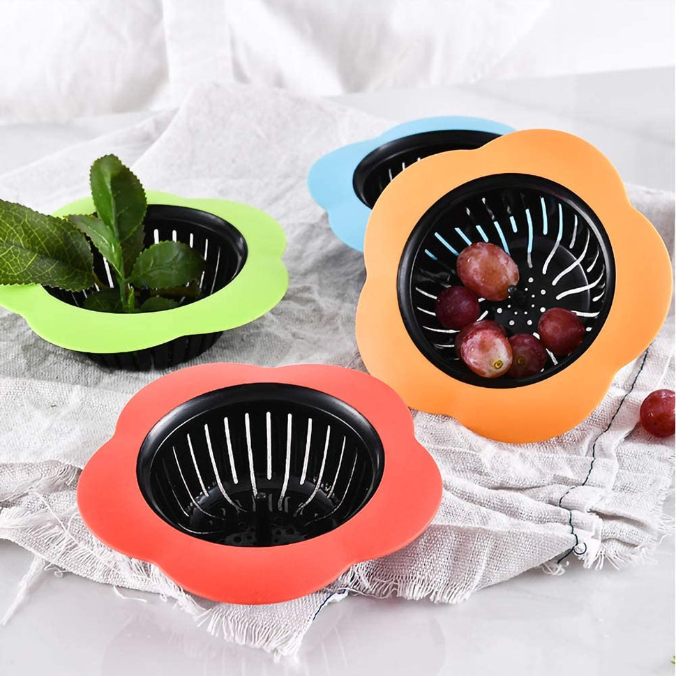 Plastic Sink Strainer, Silicone Kitchen Sink Strainer, Easy Clean Sink Drain Filter Basket, Kitchen Sink Basket Strainer( 4 Pack, Multicolored)