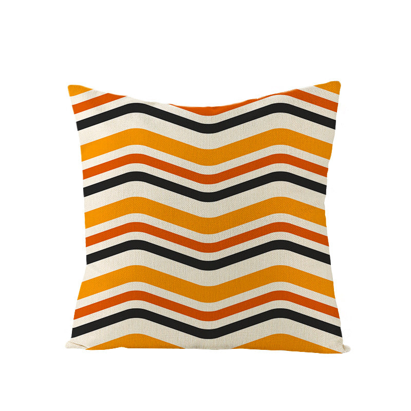 Home Halloween Pumpkin Linen Pillow Cover