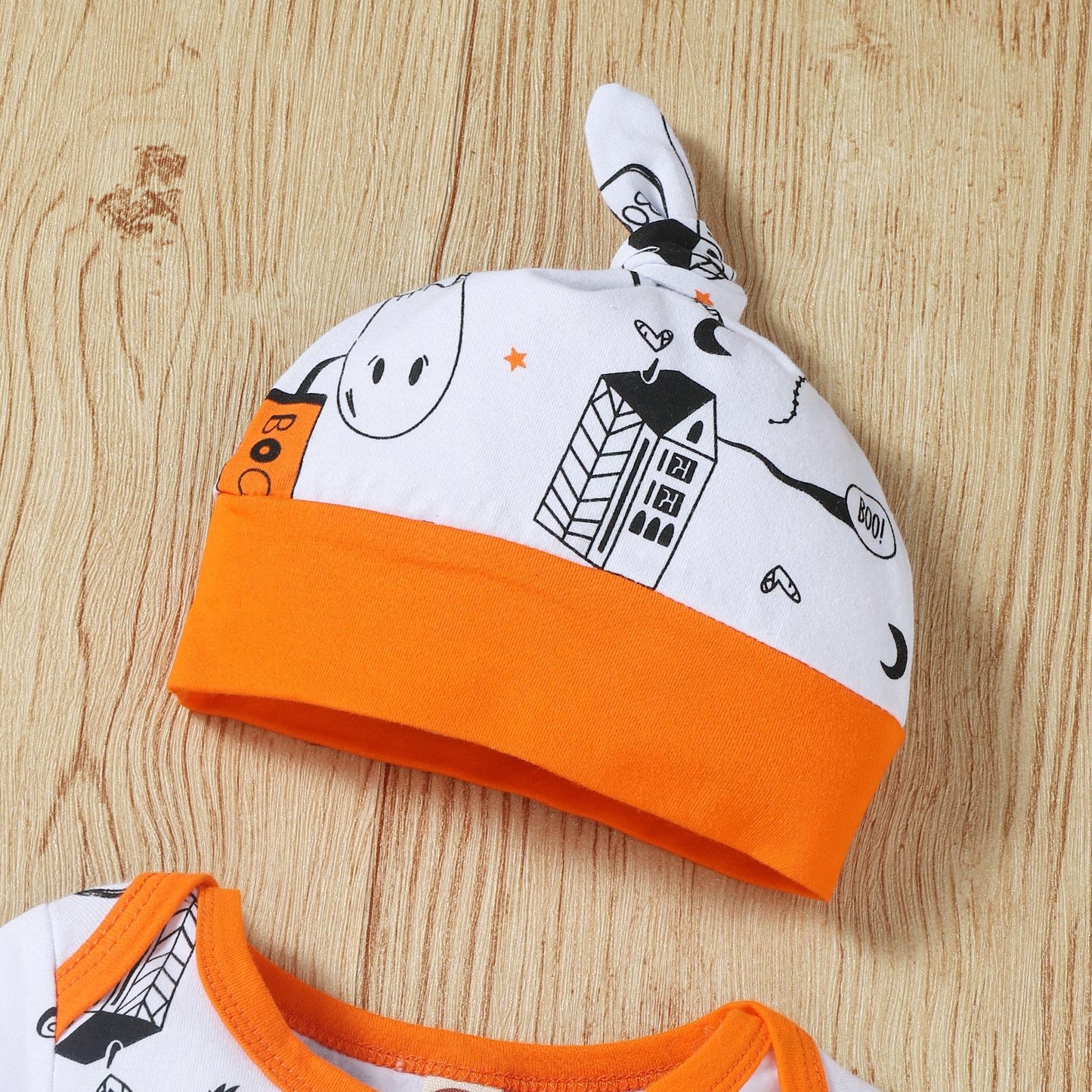 Boys And Girls Halloween Print Hooded Jumpsuit