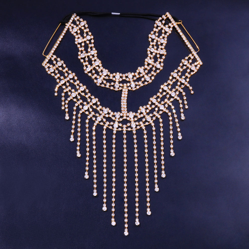 Masquerade Tassel Halloween Claw Chain Rhinestone Mask Ornament