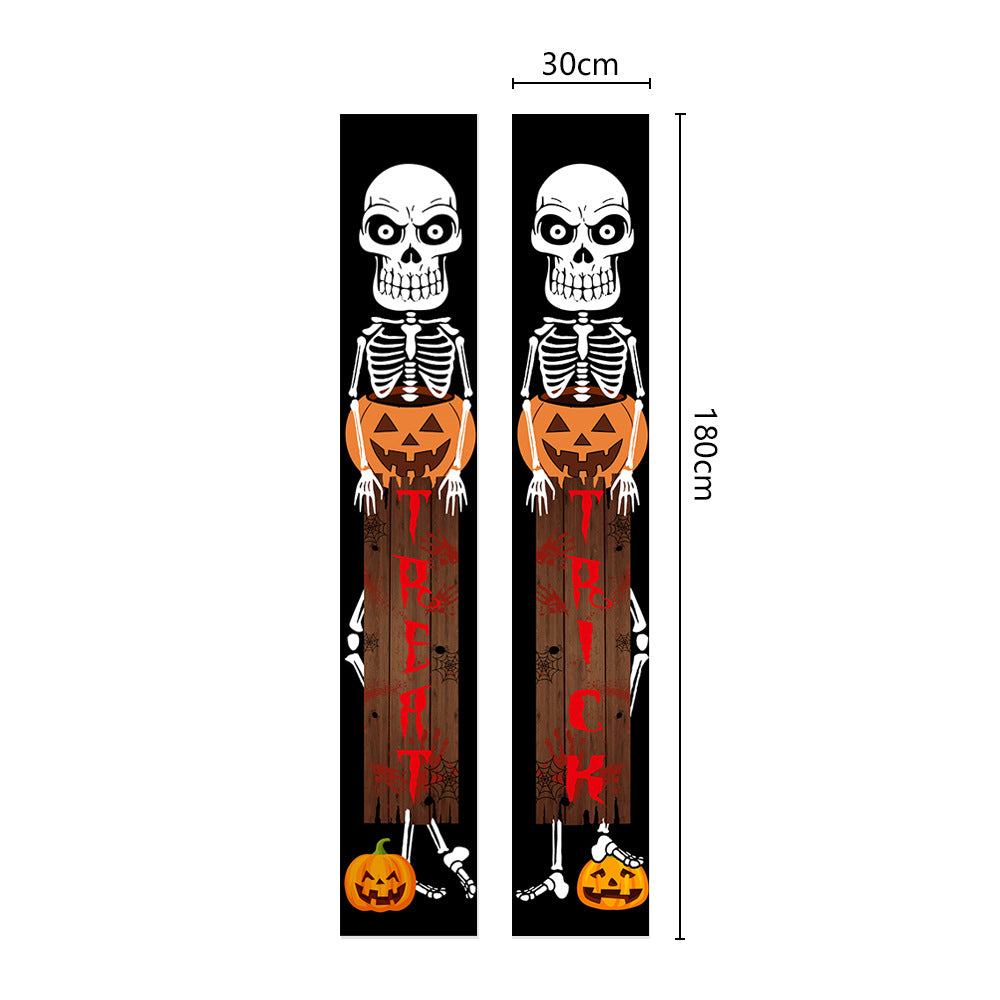 Halloween Couplet Undead Horror Skull Party Decoration Porch Flag