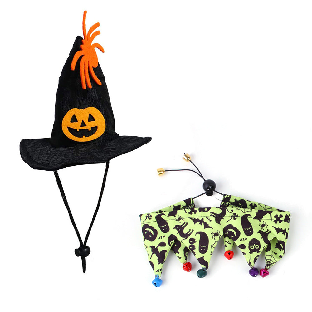 Halloween Hat And Scarf Set Skull Pattern Cat Cape Hat Set