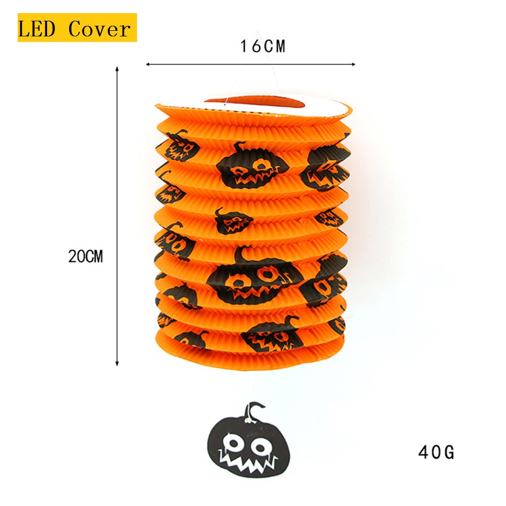 Halloween Pumpkin Paper Lantern Scene Props Ghost Festival Products KTV Bar Window Layout LED Lampshade Decoration
