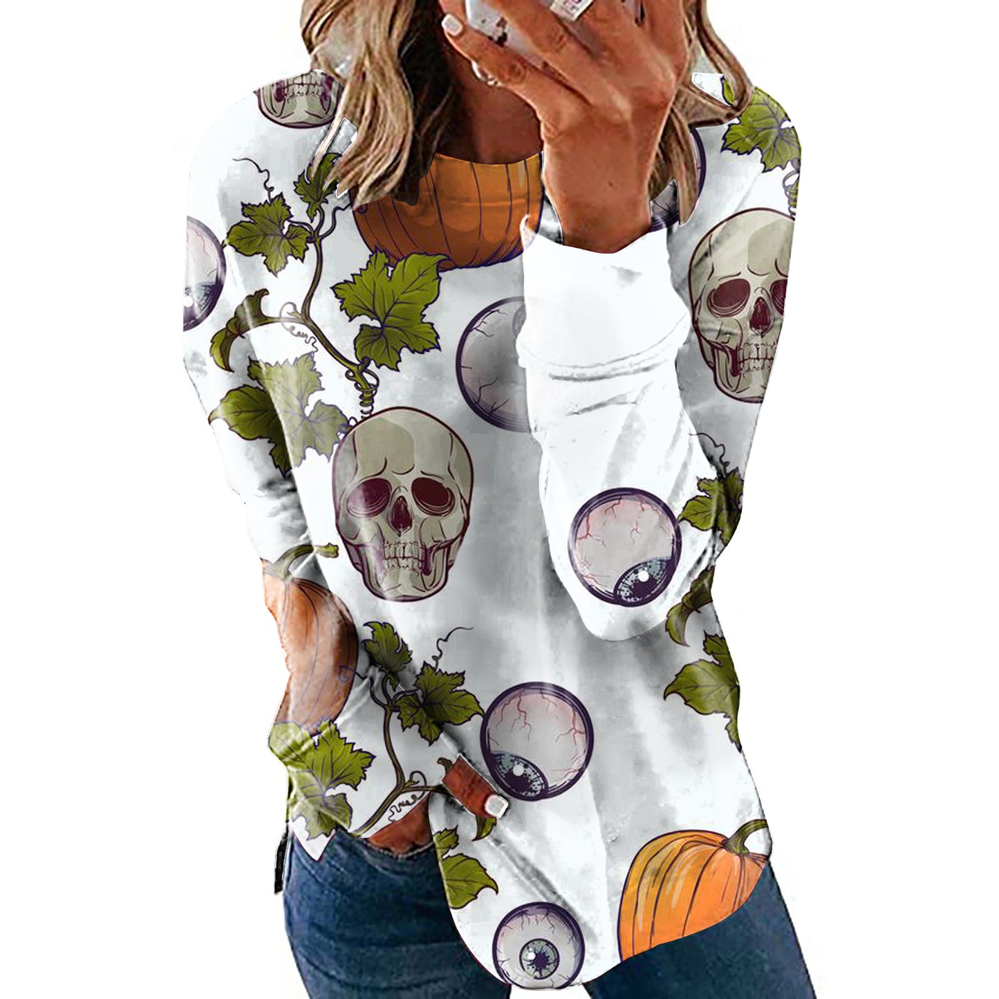 Halloween Sweatshirt Long Sleeve Round Neck Top