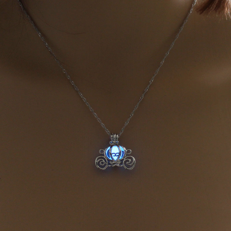 Halloween Pumpkin Cart glow-in-the-dark necklace