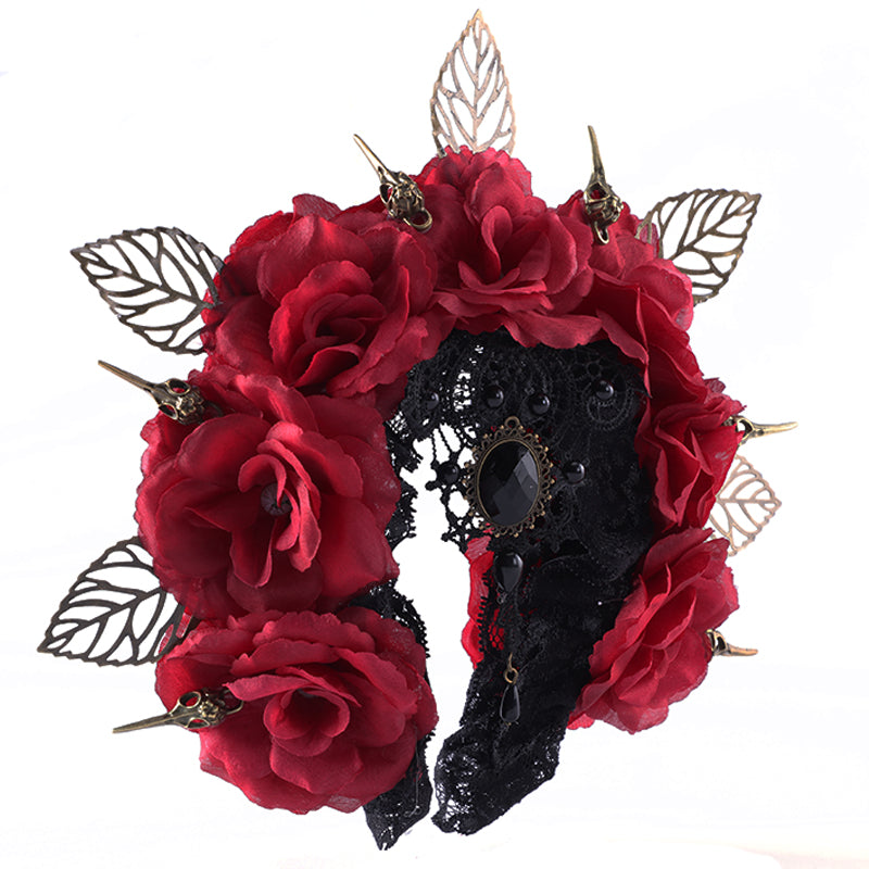 Dark Bird Bone Hair Hoop Halloween Rose