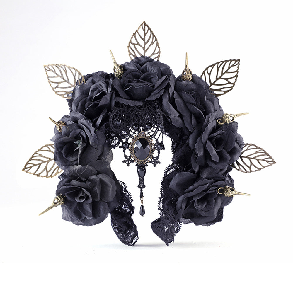 Dark Bird Bone Hair Hoop Halloween Rose