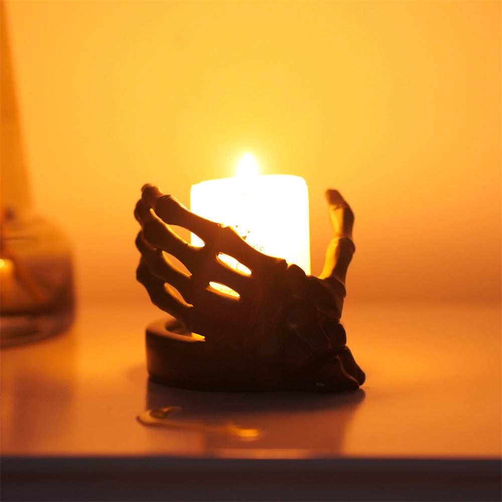 Skull Hand Guard Candlestick Base Halloween Furnishings Jewelry Storage Tray