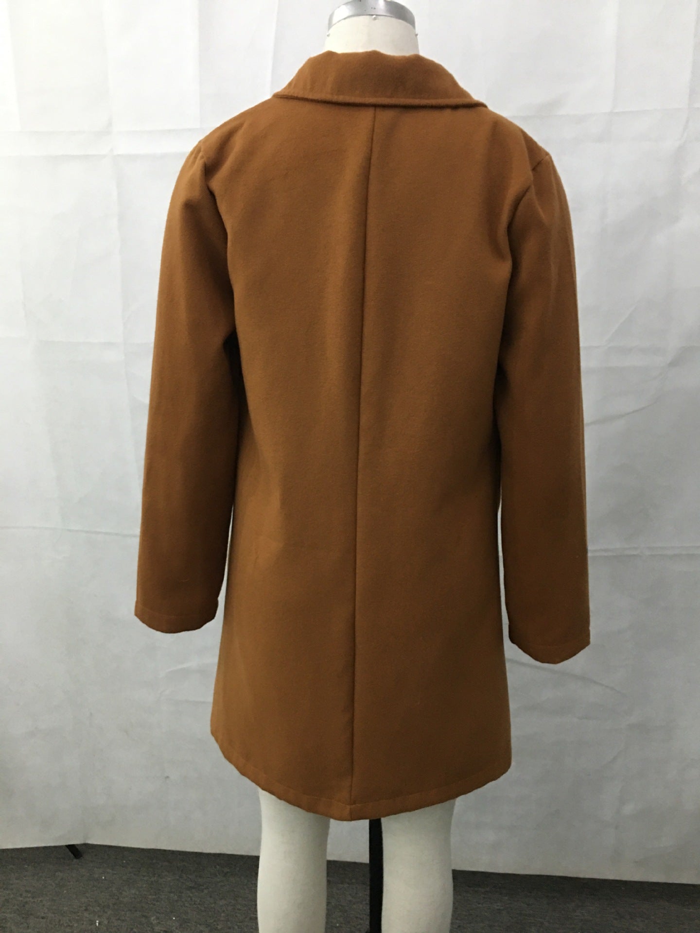 Button reversible trench coat Women's solid color pocket loose long sleeve woolen coat coat
