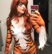Halloween Girls Red Black Cat Cosplay Tiger Print Bodysuit