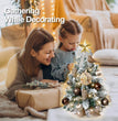 2ft Mini Christmas Tree With Light Woodland Artificial Small Tabletop Christmas Decoration With Flocked Snow, Exquisite Decor & Xmas Ornaments For Table Top For Home & Office