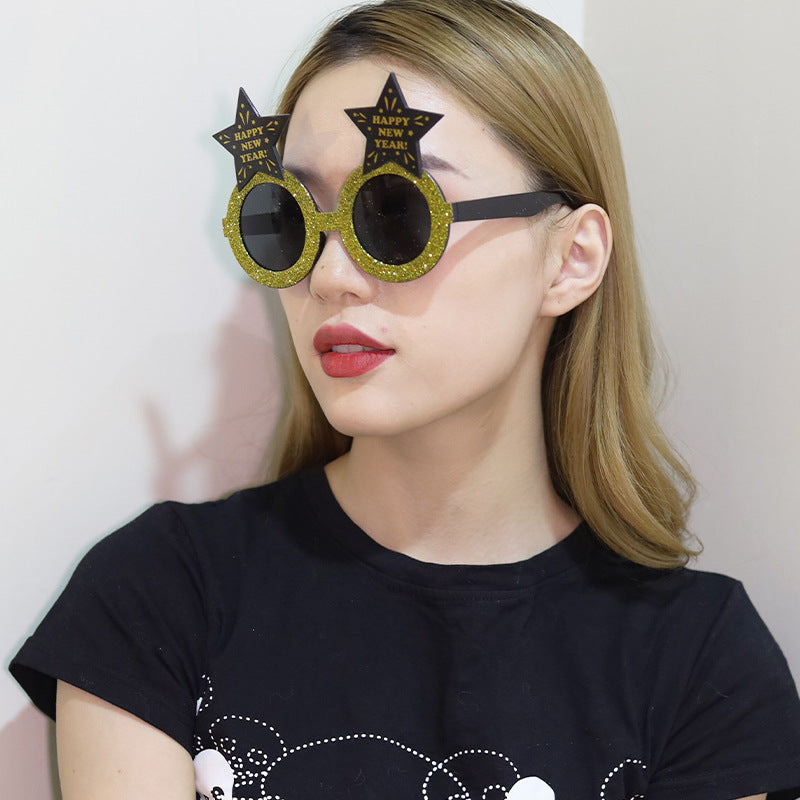 Creative 2024 Happy New Year Party Glasses Supplies Photo Props Holiday Dance Dress Up Funny Glasses